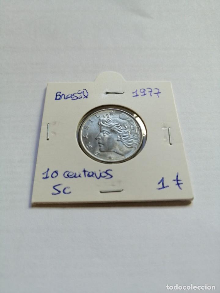 Monedas antiguas de Am&eacute;rica: Brasil 10 Centavos 1977 SC - Foto 1