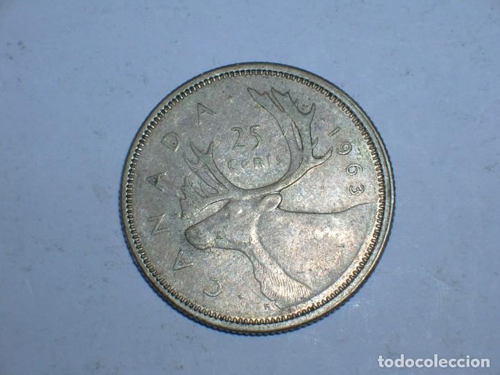 Monedas antiguas de Am&eacute;rica: CANADA. 25 CENTIMOS 1963 (10696) - Foto 2