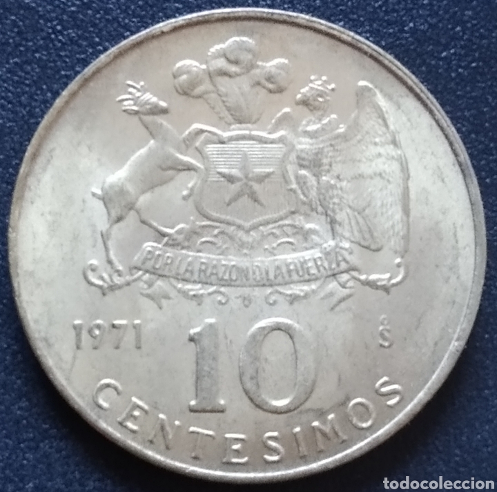 Monedas antiguas de Am&eacute;rica: MONEDA - CHILE 10 CENTESIMOS 1971 - Foto 1