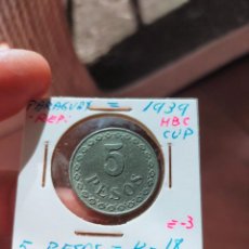 Monedas antiguas de América: MONEDA DE 5 CINCO PESOS PARAGUAY 1939 BUENA CONSERVACION. Lote 361197165