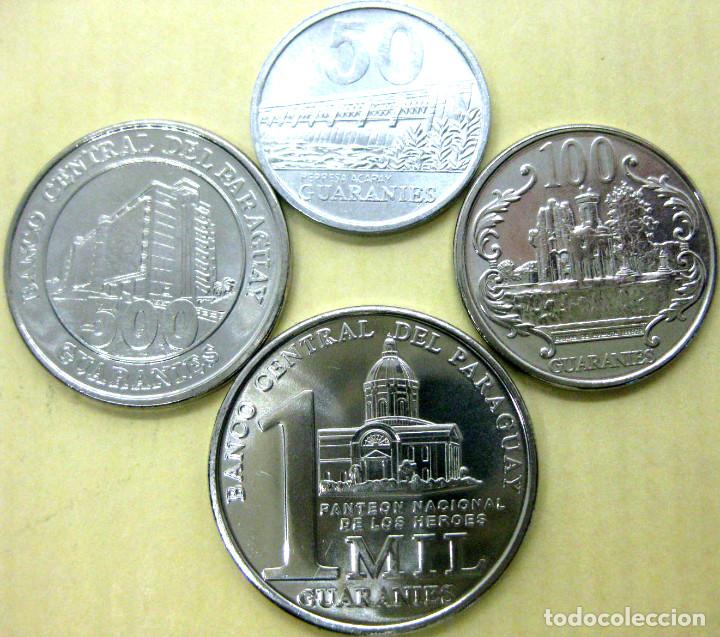 Monedas antiguas de Am&eacute;rica: Paraguay: Set de 4 monedas 2007-08: 50, 100, 500 y 1000 Guaran&iacute;es ''Personajes-Monumentos/SC