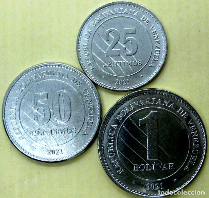 Monedas antiguas de Am&eacute;rica: Venezuela, Set 3 monedas (2021): 25 y 50 C&eacute;ntimos + 1 Bol&iacute;var./ Sin Circular./ Ver fotos.