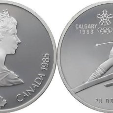 Monedas antiguas de América: CANADA 20 DÓLARES PLATA 1985 PROOF CALGARY 1988 ESQUIADOR. Lote 363106545