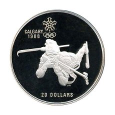 Monedas antiguas de América: CANADA 20 DÓLARES PLATA 1986 PROOF BIATHLON - CALGARY 1988. Lote 363107130