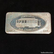 Monedas antiguas de América: ONZA DE PLATA 999 FERROVIARIA - ONE OUNCE CENTENNIAL CABLE CAR SAN FRANCISCO 1873-1973 PATRICK MINT. Lote 363453375