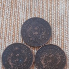 Monedas antiguas de América: (ARGENTINA(1884-91-93)(BRONCE) 3 MONEDAS DE 2 CENTAVOS. Lote 363900846
