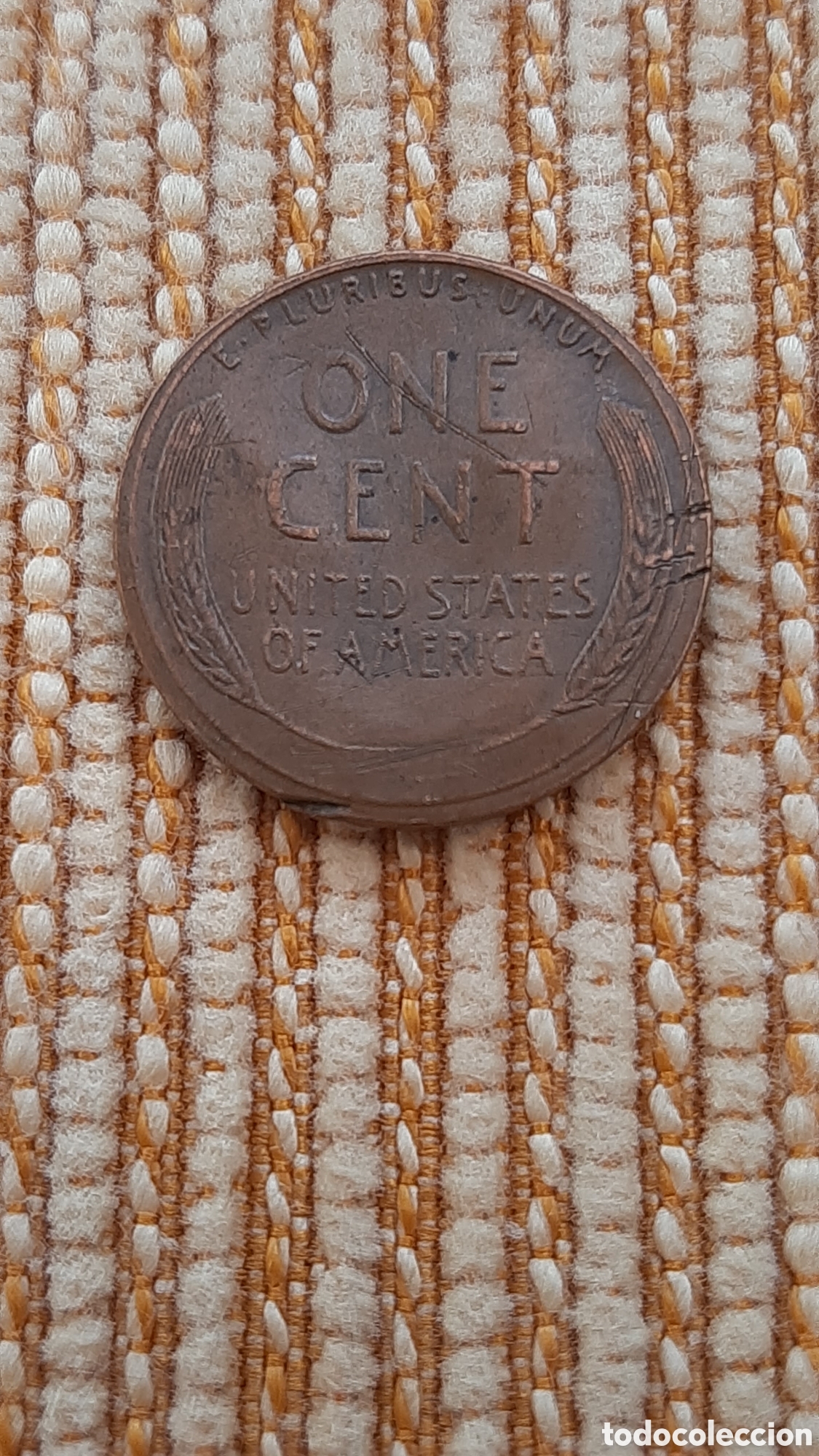Monedas antiguas de Am&eacute;rica: (E.UNIDOS)(1957 D)(ERROR)(BRONCE) ONE CENT WHEAT ERROR CANTO DEFORMADO - Foto 2