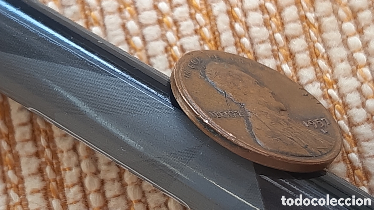Monedas antiguas de Am&eacute;rica: (E.UNIDOS)(1957 D)(ERROR)(BRONCE) ONE CENT WHEAT ERROR CANTO DEFORMADO - Foto 7