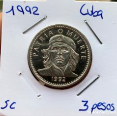 Monedas antiguas de América: MONEDA CUBA 3 PESOS 1992 SC. CHE GUEVARA. Lote 365966346