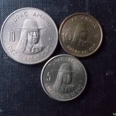 Monedas antiguas de América: CONJUNTO DE 3 MONEDAS AÑOS 70 DE 10 Y 5 SOLES PERU MUY DIFICILES