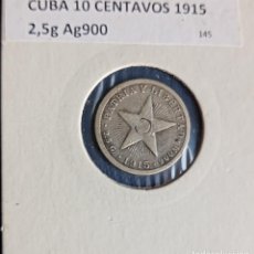 Monedas antiguas de América: CUBA 10 CENTAVOS 1915 PLATA. Lote 366773256