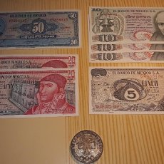 Monedas antiguas de América: BILLETES MÉXICO 1969-1971-1972-1975 + MONEDA PLATA OLIMPIADAS 1968. Lote 366830421