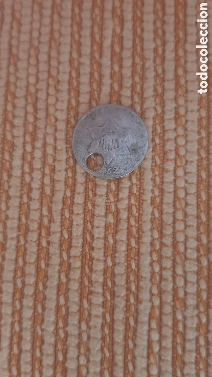Monedas antiguas de Am&eacute;rica: (E. UNIDOS)(1852)(PLATA) 3 CENT PERFORADA - Foto 1