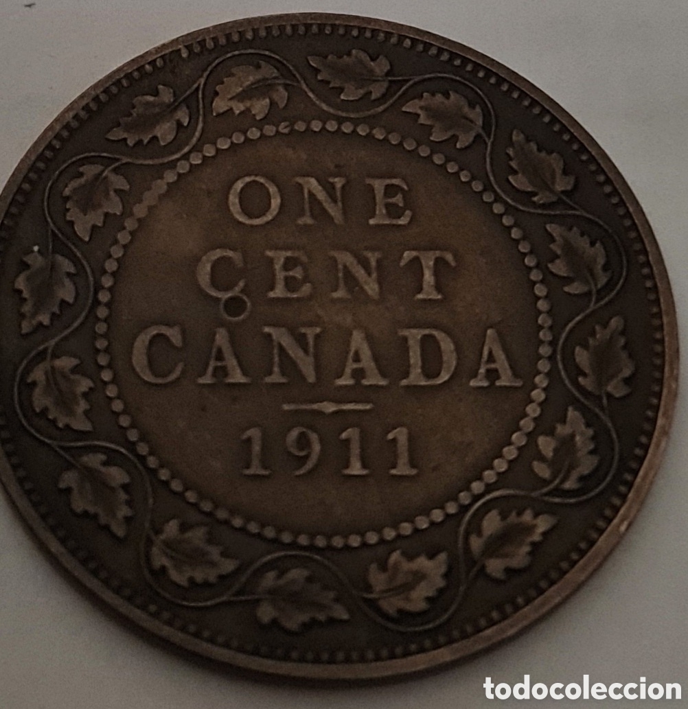 Monedas antiguas de Am&eacute;rica: Moneda Canada,one cent,1.911,Jorge V - Foto 2