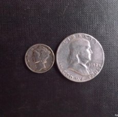 Monedas antiguas de América: CONJUNTO DE 2 MONEDAS DE PLATA 1 DOLLAR Y 1 DIME PLATA 1941- 52 USA