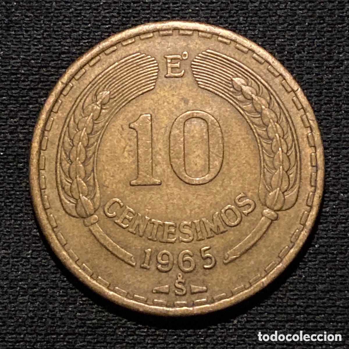 Monedas antiguas de Am&eacute;rica: 10 cent&eacute;simos 1965 Chile - Foto 2