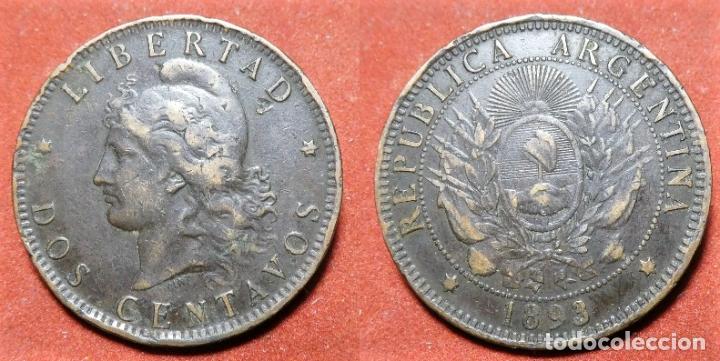 Monedas antiguas de Am&eacute;rica: MONEDA DE ARGENTINA - 2 CENTAVOS 1893 - Foto 1