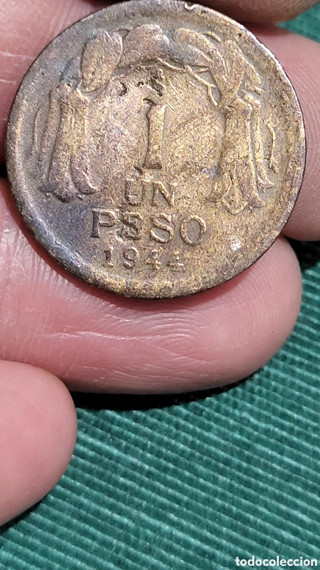Monedas antiguas de Am&eacute;rica: Moneda un peso 1944 Chile - Foto 2