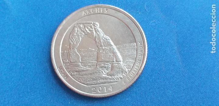 Monedas antiguas de Am&eacute;rica: Moneda QUARTER DOLAR. USA. A&ntilde;o 2014. ARCHES. Utah. Parque Nacional