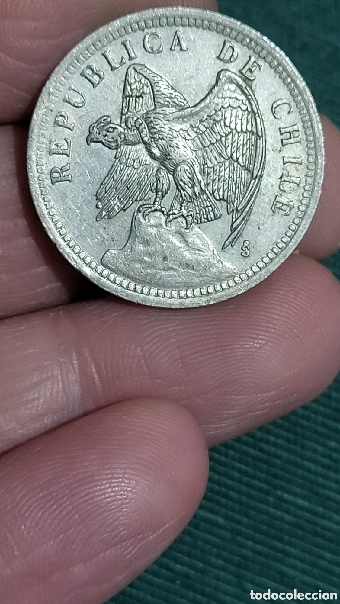 Monedas antiguas de Am&eacute;rica: Moneda 1 peso 1933 Chile - Foto 1