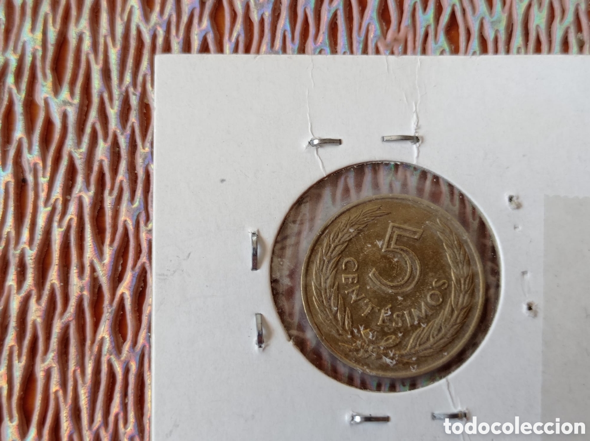 Monedas antiguas de Am&eacute;rica: 5 cent&eacute;simos de Uruguay de oro - Foto 2