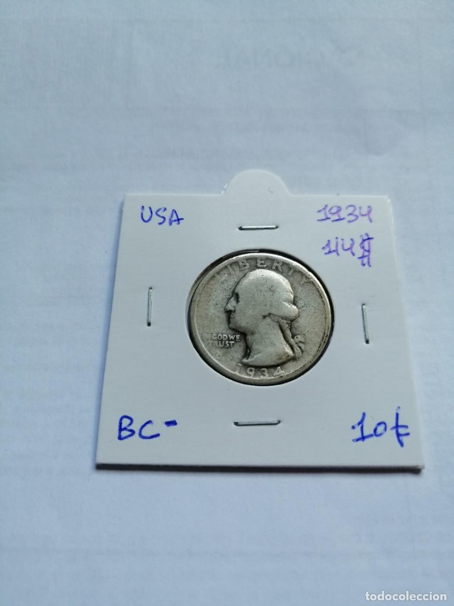 Monedas antiguas de Am&eacute;rica: USA Cuarto dolar 1934 plata - Foto 1