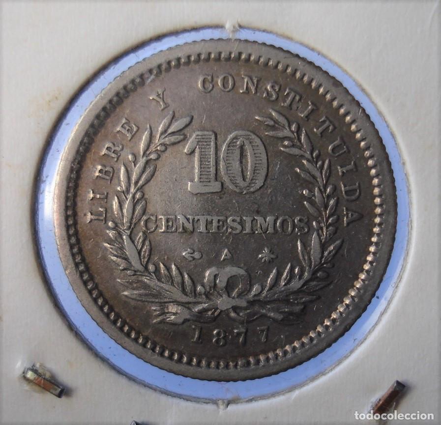 Monedas antiguas de Am&eacute;rica: URUGUAY 10 CENTESIMOS 1877 A. SILVER. PLATA. - Foto 2