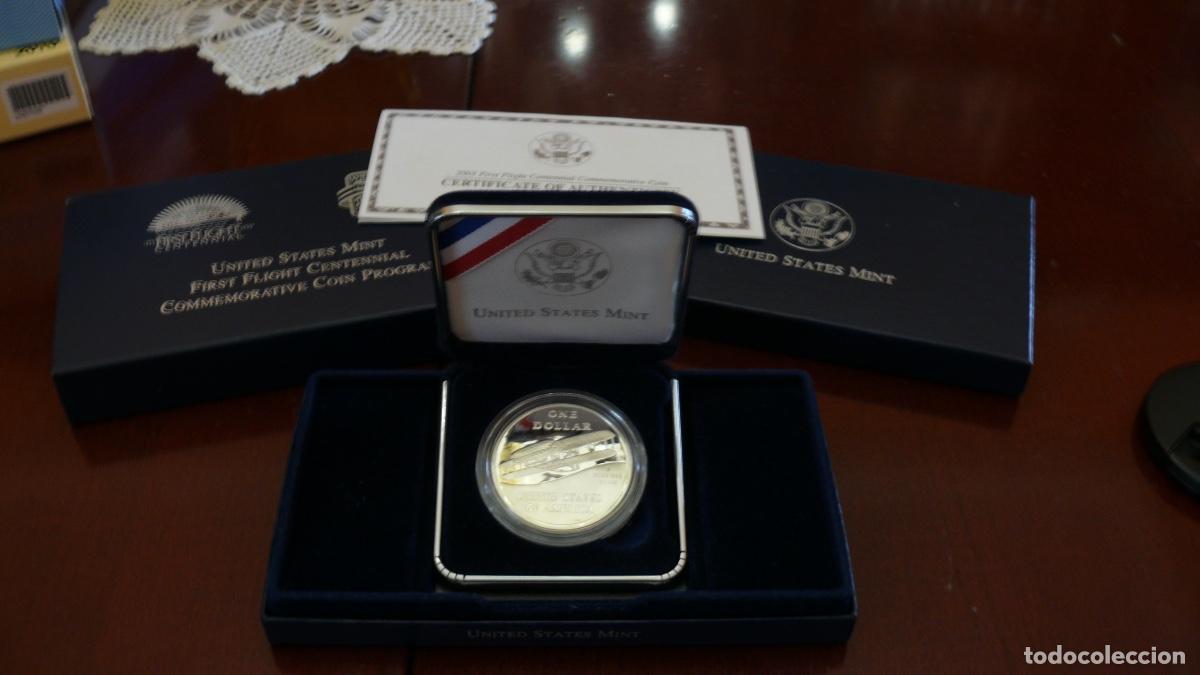 Monedas antiguas de Am&eacute;rica: Moneda conmemorativa de 1 dolar &rdquo;First Flight&rdquo; - Foto 3