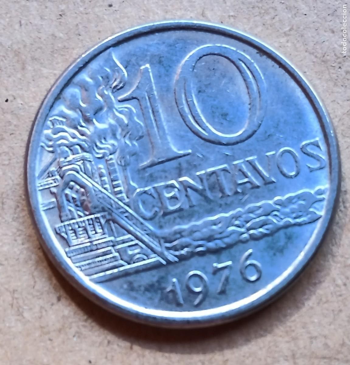Monedas antiguas de Am&eacute;rica: BRASIL - 10 CENTAVOS 1976 MBC - Foto 2