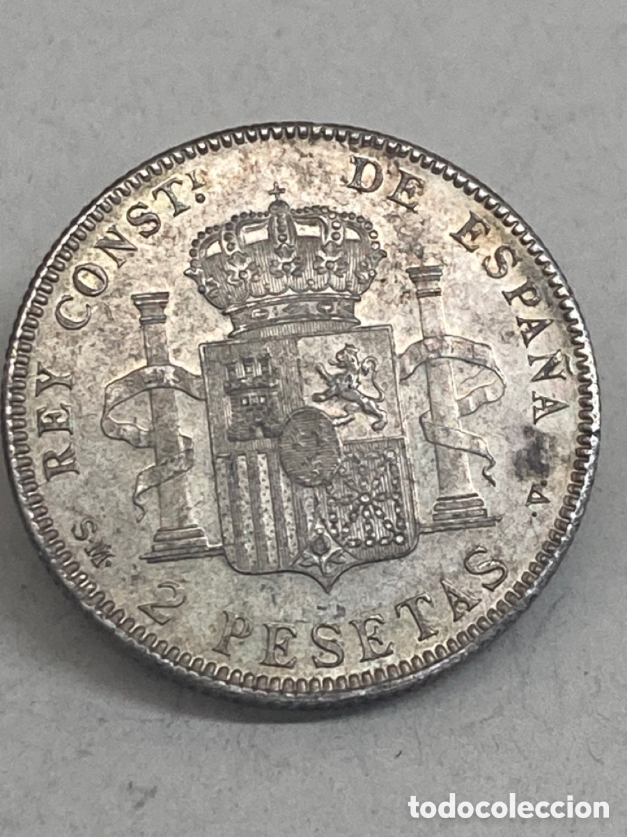 Monedas antiguas de Am&eacute;rica: Moneda de dos pesetas 1905 - Foto 2