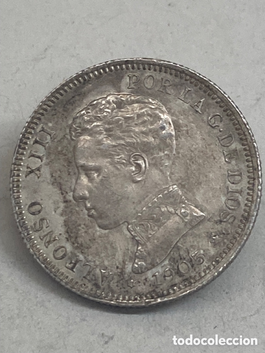 Monedas antiguas de Am&eacute;rica: Moneda de dos pesetas 1905 - Foto 1