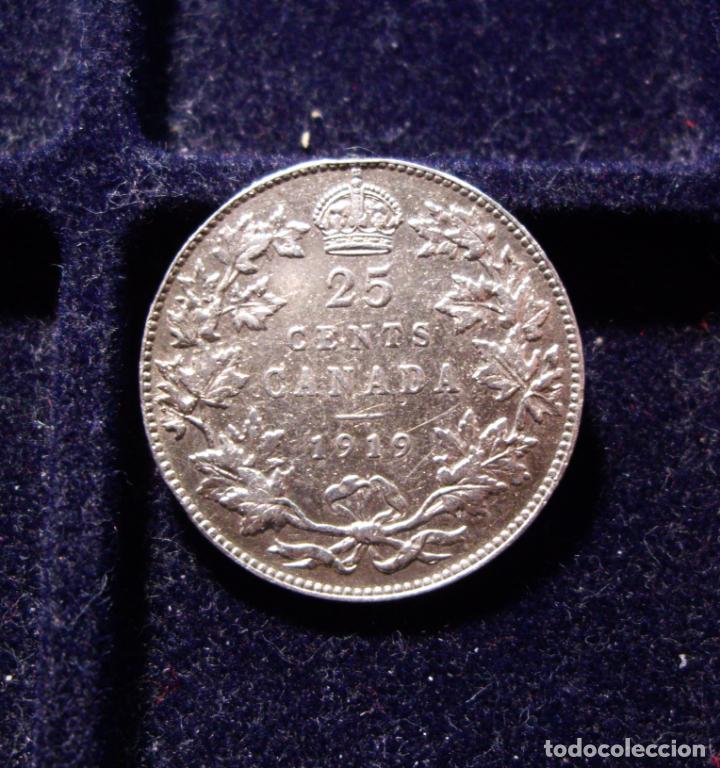 Monedas antiguas de Am&eacute;rica: CANADA - 25 CENTAVOS de PLATA 1919 - Foto 2