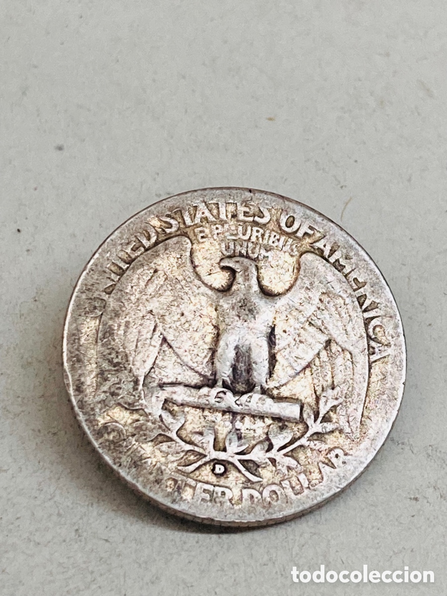 Monedas antiguas de Am&eacute;rica: Moneda de plata Quarter Dollar 1943 - Foto 1