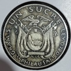 Monedas antiguas de América: MONEDA PLATA UN SUCRE ECUADOR 1934. Lote 400384449