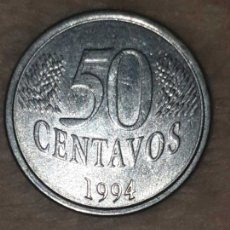Monedas antiguas de América: MONEDA DE 50 CENTAVOS 1994 BRASIL.COLOR PLATEADO.. Lote 400927464