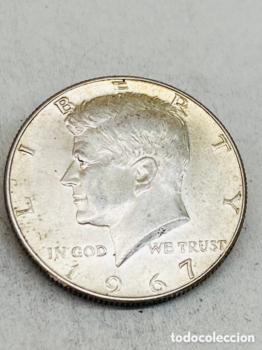 Monedas antiguas de Am&eacute;rica: Moneda de plata Half Dollar 1967 - Foto 2