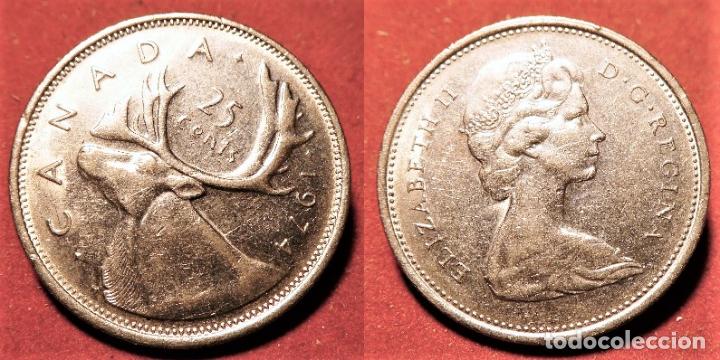 Monedas antiguas de Am&eacute;rica: MONEDA DE CANADA 25 CENTS 1974 - Foto 1