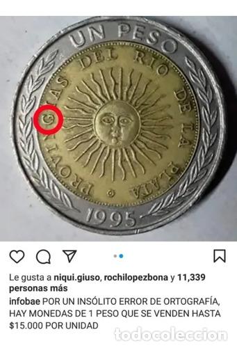 Monedas antiguas de Am&eacute;rica: moneda argentina con error de ortografia provingias - Foto 1