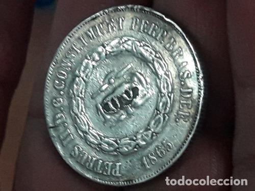 Monedas antiguas de Am&eacute;rica: moneda brasil 1000 reis 1865 falla cuno ref libro chile - Foto 1