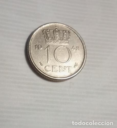 Monedas antiguas de Am&eacute;rica: moneda de 10 centavos holanda de 1948 - Foto 1
