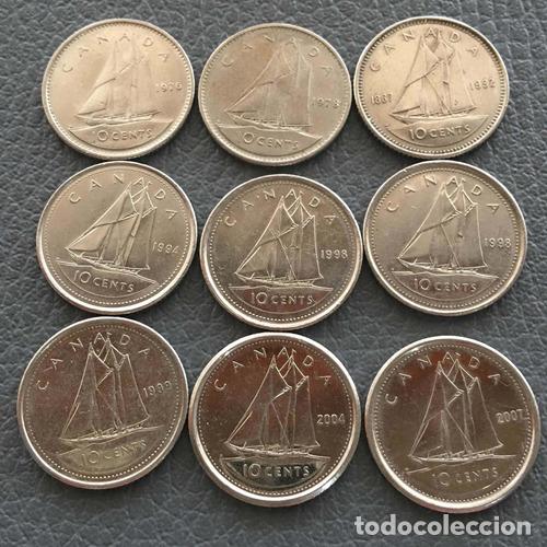 Monedas antiguas de Am&eacute;rica: canada lote de 10 cent de 1976 a 2007 - Foto 1