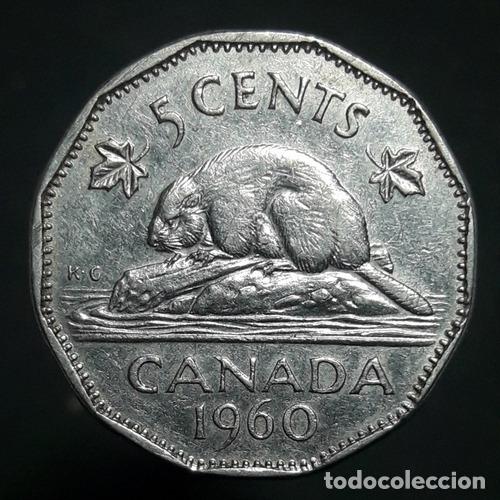 Monedas antiguas de Am&eacute;rica: moneda canada 5 cent 1960 - Foto 1