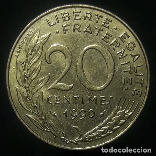 Monedas antiguas de Am&eacute;rica: moneda francia 20 centimes 1990 - Foto 1