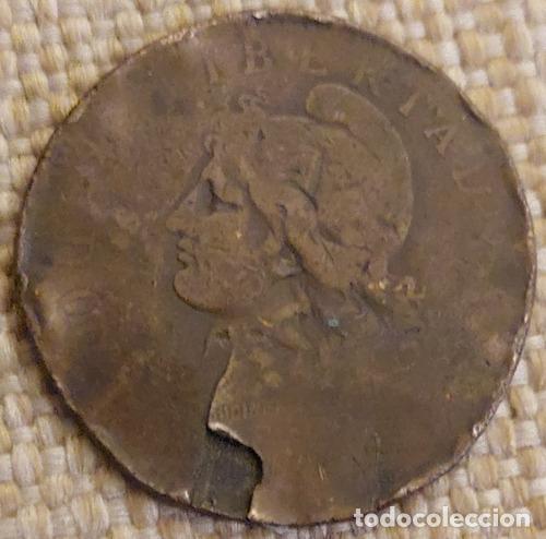 Monedas antiguas de Am&eacute;rica: moneda cobre 2 centavos patacon 1883 falla error de acunado - Foto 1