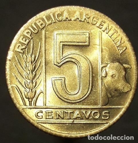Monedas antiguas de Am&eacute;rica: moneda argentina 5 centavos 1948 - Foto 1