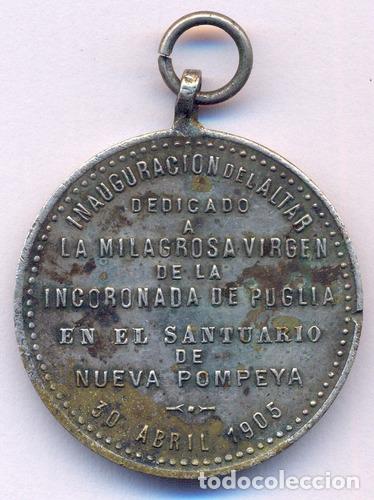Monedas antiguas de Am&eacute;rica: medalla buenos aires pompeya virgen puglia 1905 religion