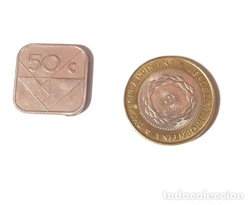 Monedas antiguas de Am&eacute;rica: numismatica moneda cuadrada aruba 50 c 2008 - Foto 1