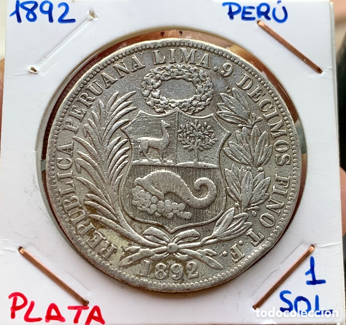 Monedas antiguas de Am&eacute;rica: Moneda PLATA PERU 1 Sol 1892 - Foto 5