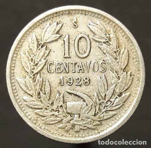 Monedas antiguas de Am&eacute;rica: moneda chile 10 centavos 1928 - Foto 1
