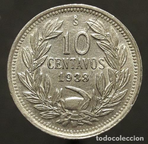 Monedas antiguas de Am&eacute;rica: moneda chile 10 centavos 1938 - Foto 1